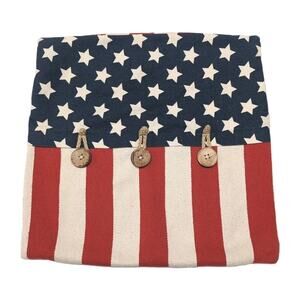 USA American Flag Throw Pillow Cover Patriotic Stars Stripes July 4th No Insert‎